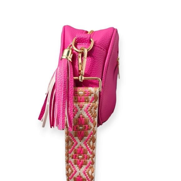 "The Sunday Bruncher" Hot Pink Cosmopolitan Camera Style Adjustable Strap Bag - Picture 4 of 16